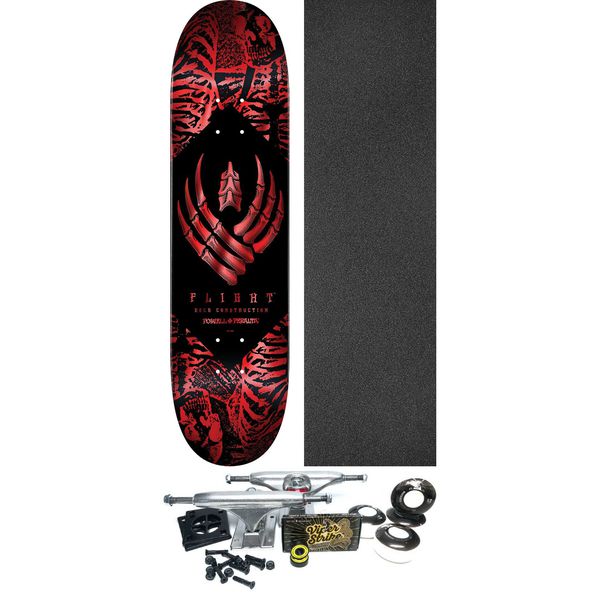 Powell Peralta Skeleton Red Foil FLIGHT Skateboard Deck - 8.38" x 32.08" - Complete Skateboard Bundle